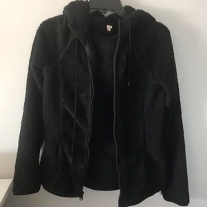 Black open zip Sherpa